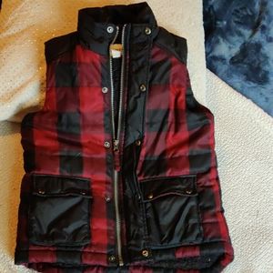 Lands End Vest- red/blk checker-SM